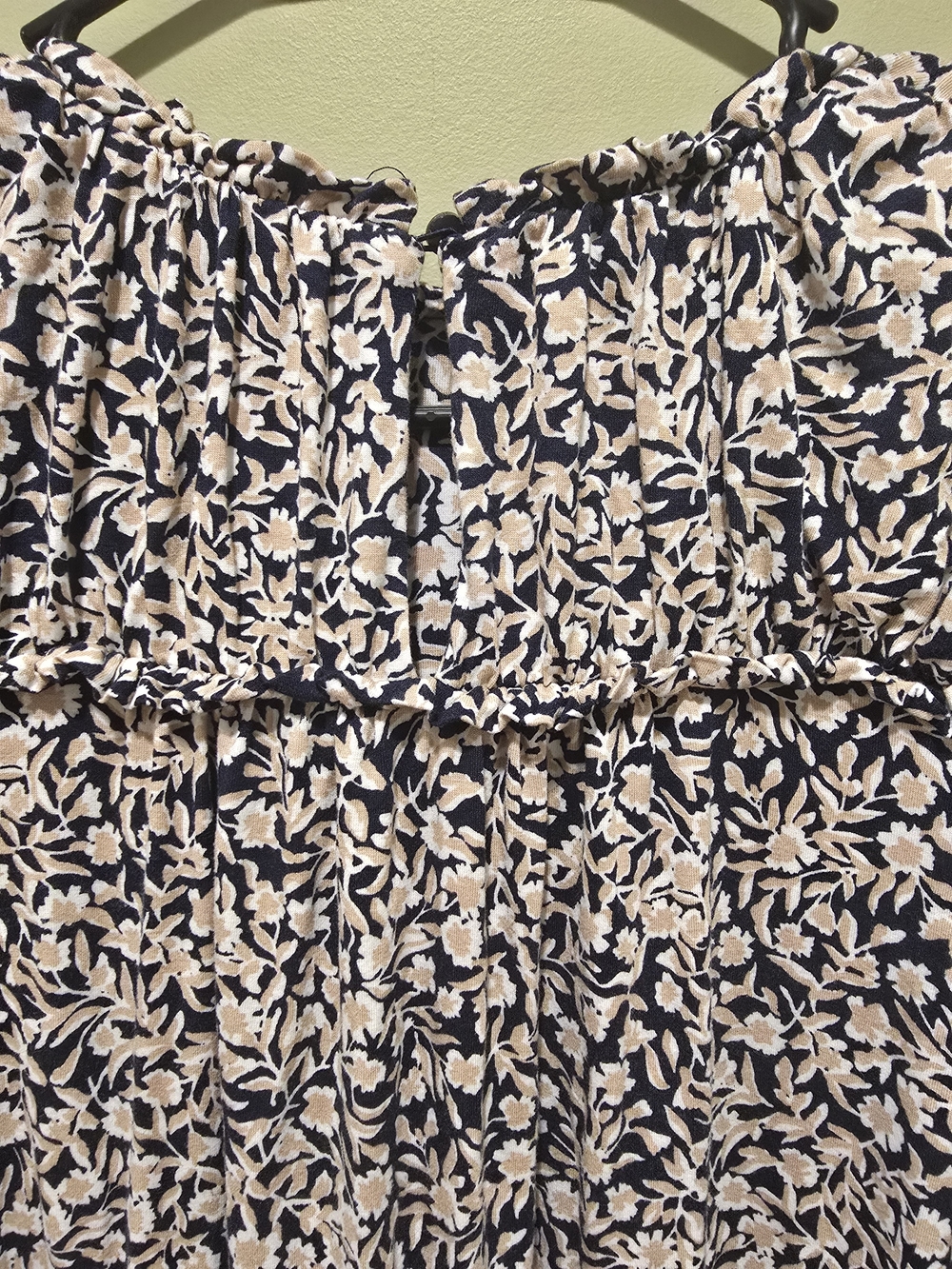 Boden Navy and Cream Floral Yoke Detail Jersey Midi Dress Size 10 - Picture 9 of 9